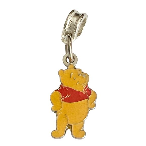 Vintage Disney Winnie the Pooh European Slider Bead Charm for Bracelet Signed - Picture 1 of 7